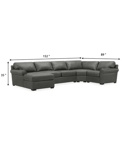 Macy's Radley Roll Arm 152" 5-pc. Leather Wedge Corner Chaise Sectional, Exclusively At