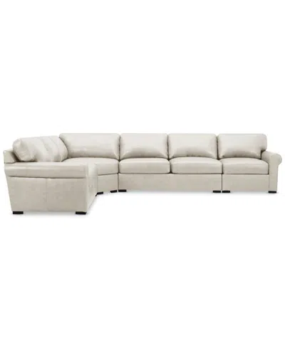 Macy's Radley Roll Arm 152" 5-pc. Leather Wedge Corner L Sectional, Exclusively At