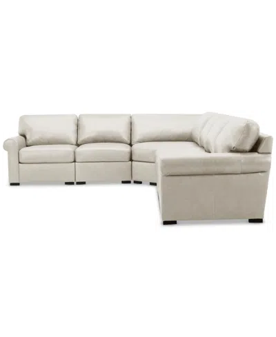 Macy's Radley Roll Arm 152" 5-pc. Leather Wedge Corner L Sectional, Exclusively At