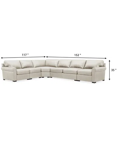 Macy's Radley Roll Arm 152" 5-pc. Leather Wedge Corner L Sectional, Exclusively At