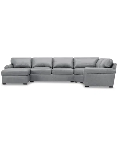 Macy's Radley Roll Arm 152" 4-pc. Leather Wedge Corner Chaise Sectional, Exclusively At