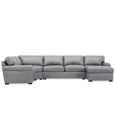 Macy's Radley Roll Arm 152" 4-pc. Leather Wedge Corner Chaise Sectional, Exclusively At