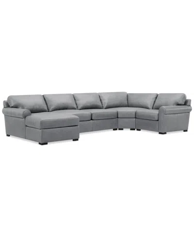 Macy's Radley Roll Arm 152" 4-pc. Leather Wedge Corner Chaise Sectional, Exclusively At