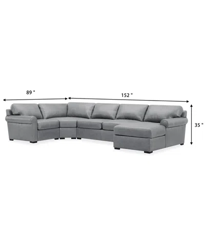Macy's Radley Roll Arm 152" 4-pc. Leather Wedge Corner Chaise Sectional, Exclusively At