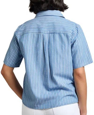 Jones New York Stripe Short Sleeve Chambray Button-up Shirt