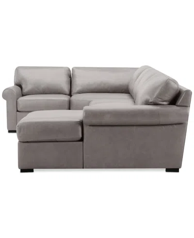 Macy's Radley Roll Arm 132" 6-pc. Leather Square Corner Chaise Sectional, Exclusively At