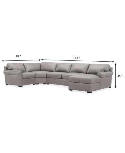 Macy's Radley Roll Arm 132" 6-pc. Leather Square Corner Chaise Sectional, Exclusively At
