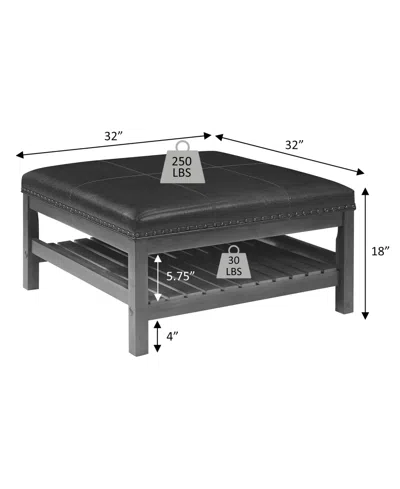 Convenience Concepts 32" Designs4comfort Silverton Coffee Table Cocktail Ottoman With Storage Shelf