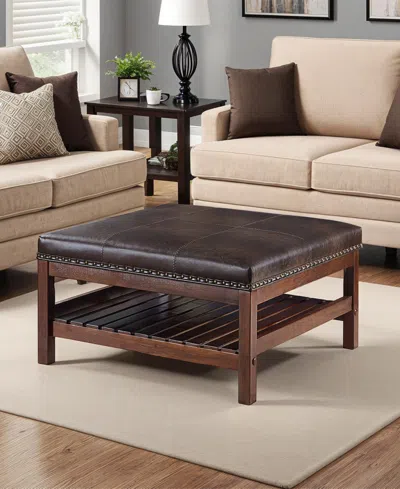 Convenience Concepts 32" Designs4comfort Silverton Coffee Table Cocktail Ottoman With Storage Shelf