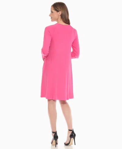 White Mark Plus Size Criss Cross Neckline 3/4 Sleeve Swing Dress