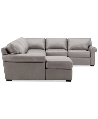 Macy's Radley Roll Arm 139" 5-pc. Leather Square Corner Chaise Sectional, Exclusively At