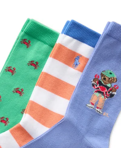 Polo Ralph Lauren Little & Big Boys Crab Bear Crew Socks, 3-pack