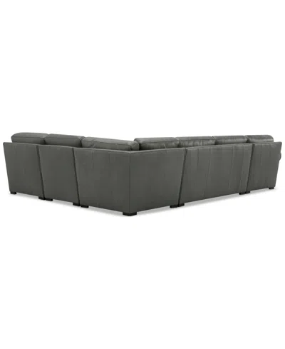 Macy's Radley Roll Arm 139" 5-pc. Leather Square Corner Chaise Sectional, Exclusively At