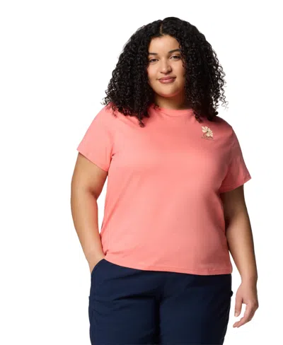 Columbia Plus Size Rolling Bend Graphic Short Sleeve Top In Pink