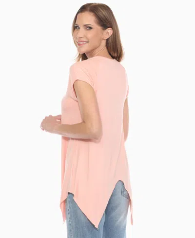 White Mark Women's Beaded Angled Hem Knit Top In Pink