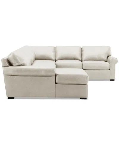 Macy's Radley Roll Arm 139" 4-pc. Leather Square Corner Chaise Sectional, Exclusively At