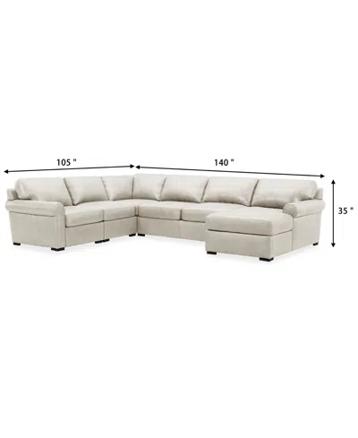 Macy's Radley Roll Arm 139" 4-pc. Leather Square Corner Chaise Sectional, Exclusively At
