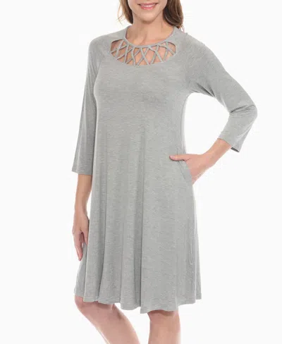 White Mark Women's Criss Cross Neckline A-line Dress In Gray
