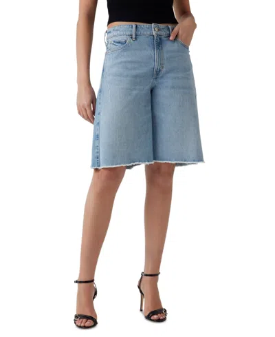 Guess Women's Kai High-rise Wide-leg Raw-hem Shorts