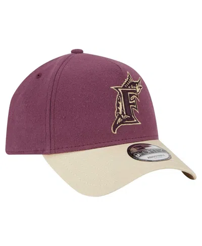 New Era Men's Maroon Florida Marlins Cooperstown Collection Moleskin A-frame 9forty Adjustable Hat