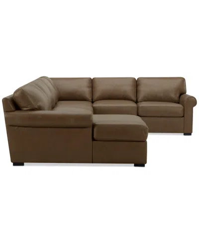 Macy's Radley Roll Arm 132" 6-pc. Leather Square Corner Chaise Sectional, Exclusively At