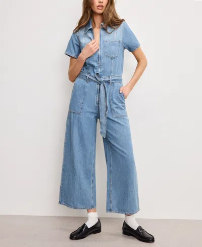 Good American Fit For Success Lite Denim Cropped Jumpsuit