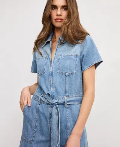 Good American Fit For Success Lite Denim Cropped Jumpsuit