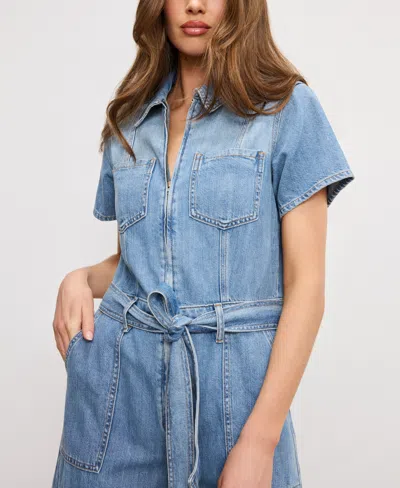 Good American Fit For Success Lite Denim Cropped Jumpsuit
