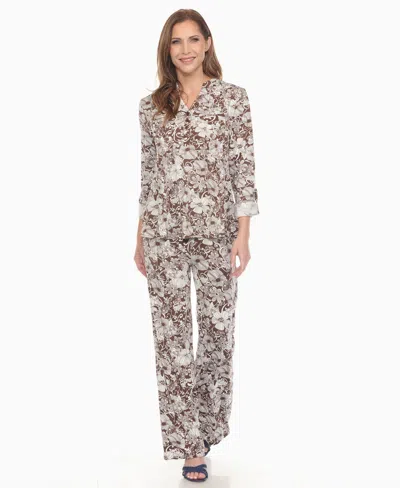 White Mark Women's 2-piece Floral Print Tunic Top And Pants Set