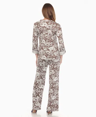 White Mark Women's 2-piece Floral Print Tunic Top And Pants Set
