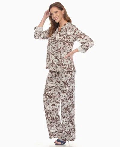 White Mark Women's 2-piece Floral Print Tunic Top And Pants Set