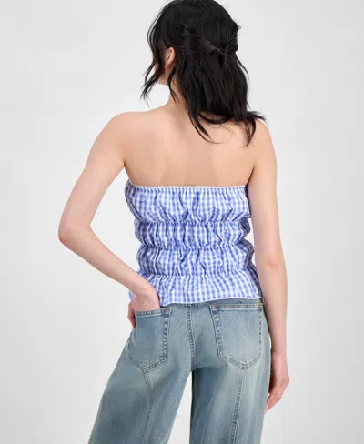 Rebellious One Juniors' Gingham Shirred Strapless Top