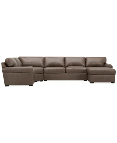 Macy's Radley Roll Arm 152" 4-pc. Leather Wedge Corner Chaise Sectional, Exclusively At