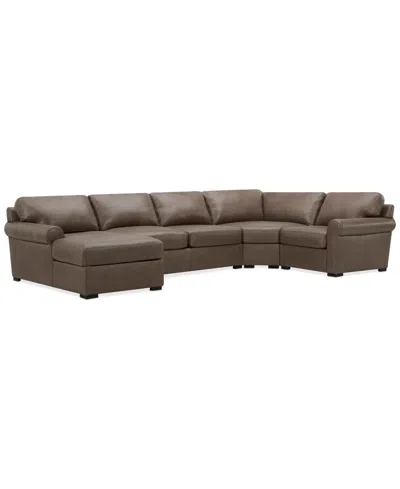 Macy's Radley Roll Arm 152" 4-pc. Leather Wedge Corner Chaise Sectional, Exclusively At