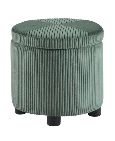 Convenience Concepts 15.75" Designs4comfort Round Corduroy Accent Storage Ottoman With Reversible Tray