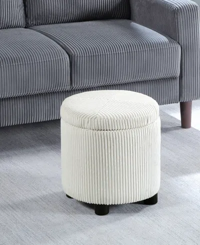 Convenience Concepts 15.75" Designs4comfort Round Corduroy Accent Storage Ottoman With Reversible Tray