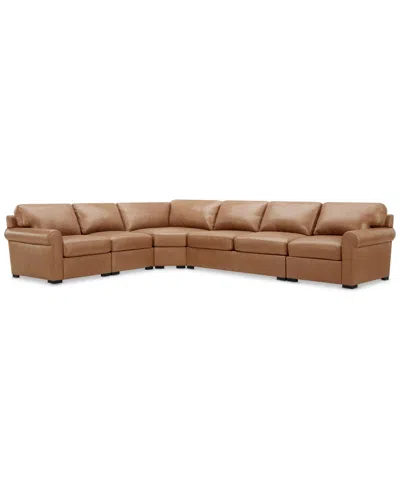 Macy's Radley 148" 5-pc. Leather Wedge L Shape Modular Sectional, Created For