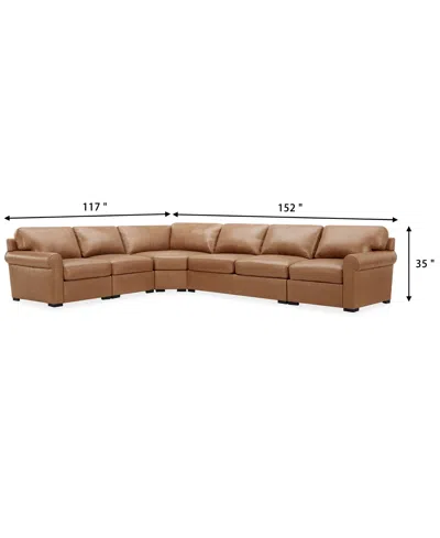 Macy's Radley 148" 5-pc. Leather Wedge L Shape Modular Sectional, Created For