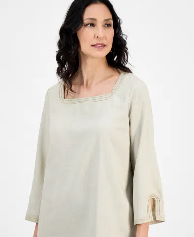 Jm Collection Women's Square-neck 3/4-slit-sleeve Blouse, Exclusively At Macy's In Multi