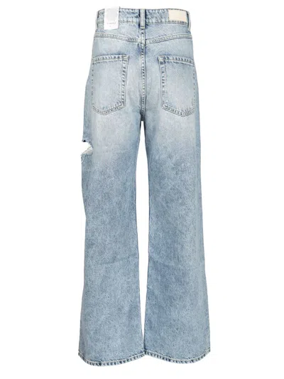 Icon Denim Poppy Light Blue Wide Jeans With Cut-out In Cotton Denim Woman