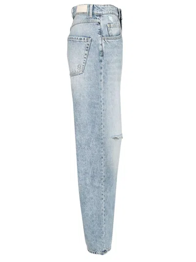 Icon Denim Poppy Light Blue Wide Jeans With Cut-out In Cotton Denim Woman