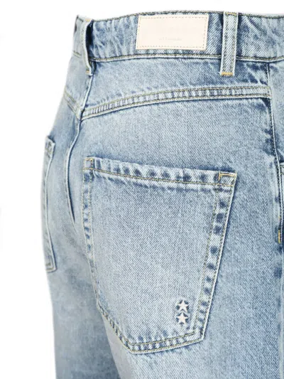 Icon Denim Poppy Light Blue Wide Jeans With Cut-out In Cotton Denim Woman