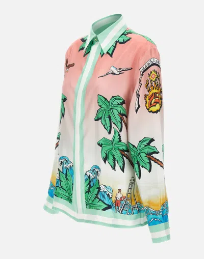 Casablanca Shirt In Pure Silk With Graphic Print