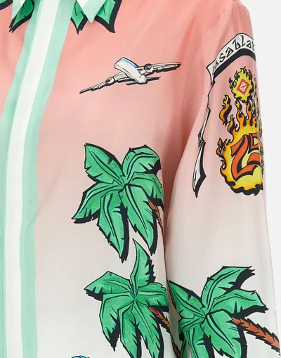 Casablanca Shirt In Pure Silk With Graphic Print
