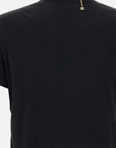 Elisabetta Franchi Crew Neck T-shirt With Gold Necklace Cut-out
