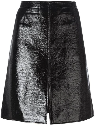 Courrèges Coated Cotton-blend Pencil Skirt In Black