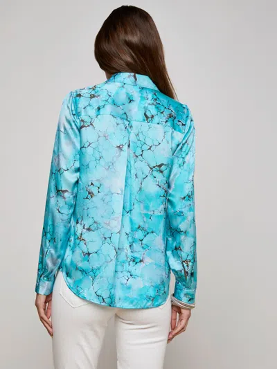 L Agence Tyler Silk Blouse In Blue