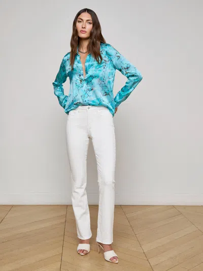 L Agence Tyler Silk Blouse In Blue