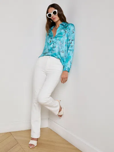 L Agence Tyler Silk Blouse In Blue
