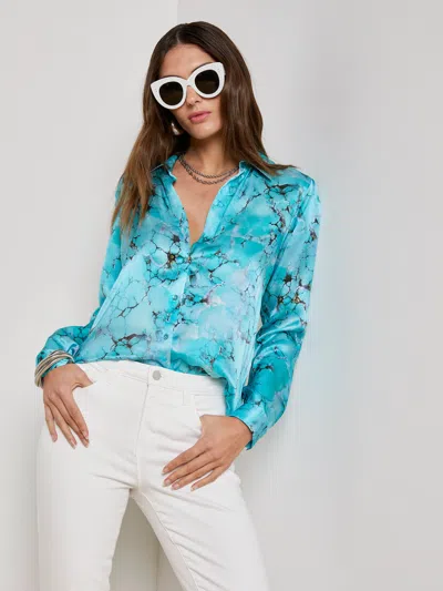 L Agence Tyler Silk Blouse In Blue